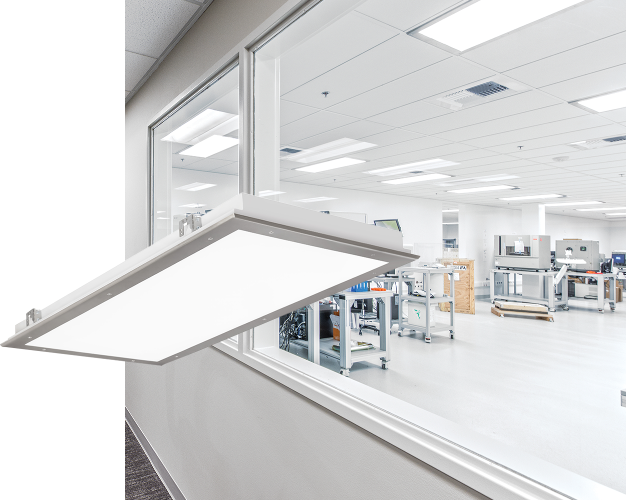 CSEDO 2x4 luminaires installed in Lab Corp Compounding Cleanroom