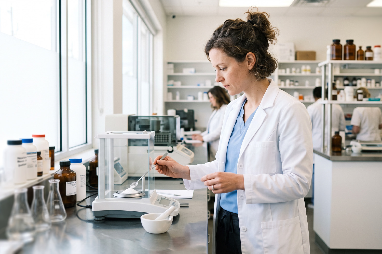 Laboratory Technician working at counter