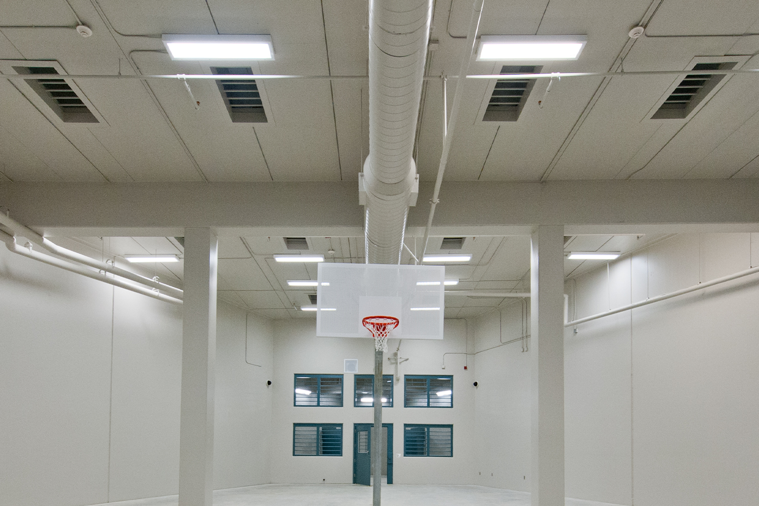 Indoor Recreation Area at DeSoto County Jail featuring Kenall Correctional luminaires