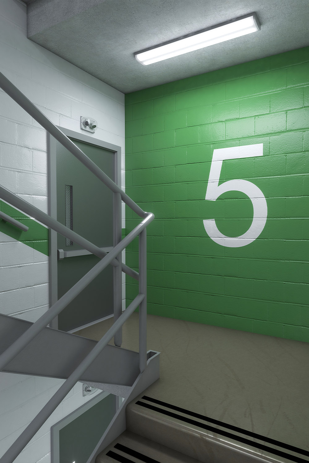 Stairwell using Kenall's TL50 Lighting Controls